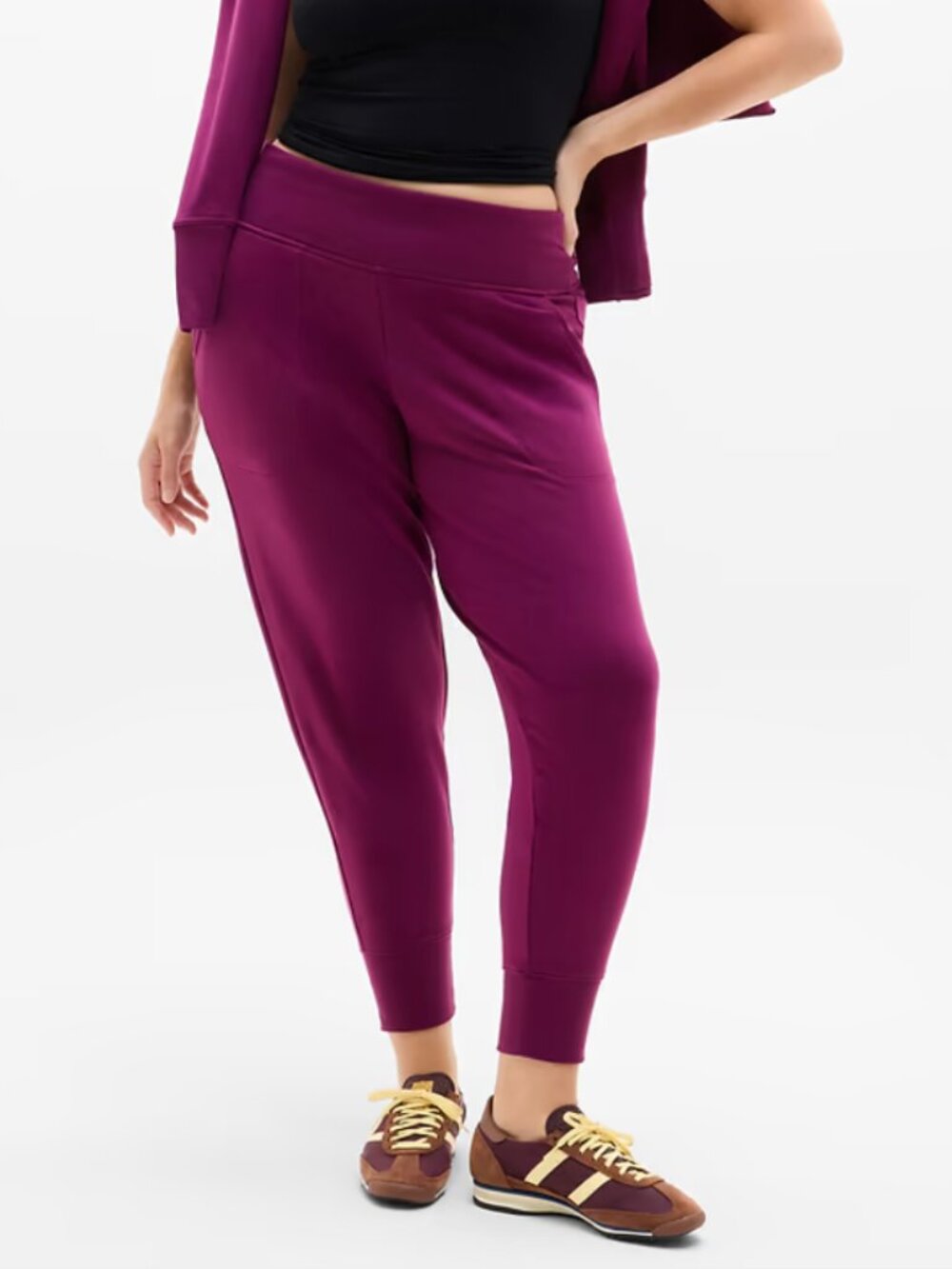 ATHLETA | Purple Fleece Lined Coaster Luxe High Rise Jogger Sweatpants Sz XL